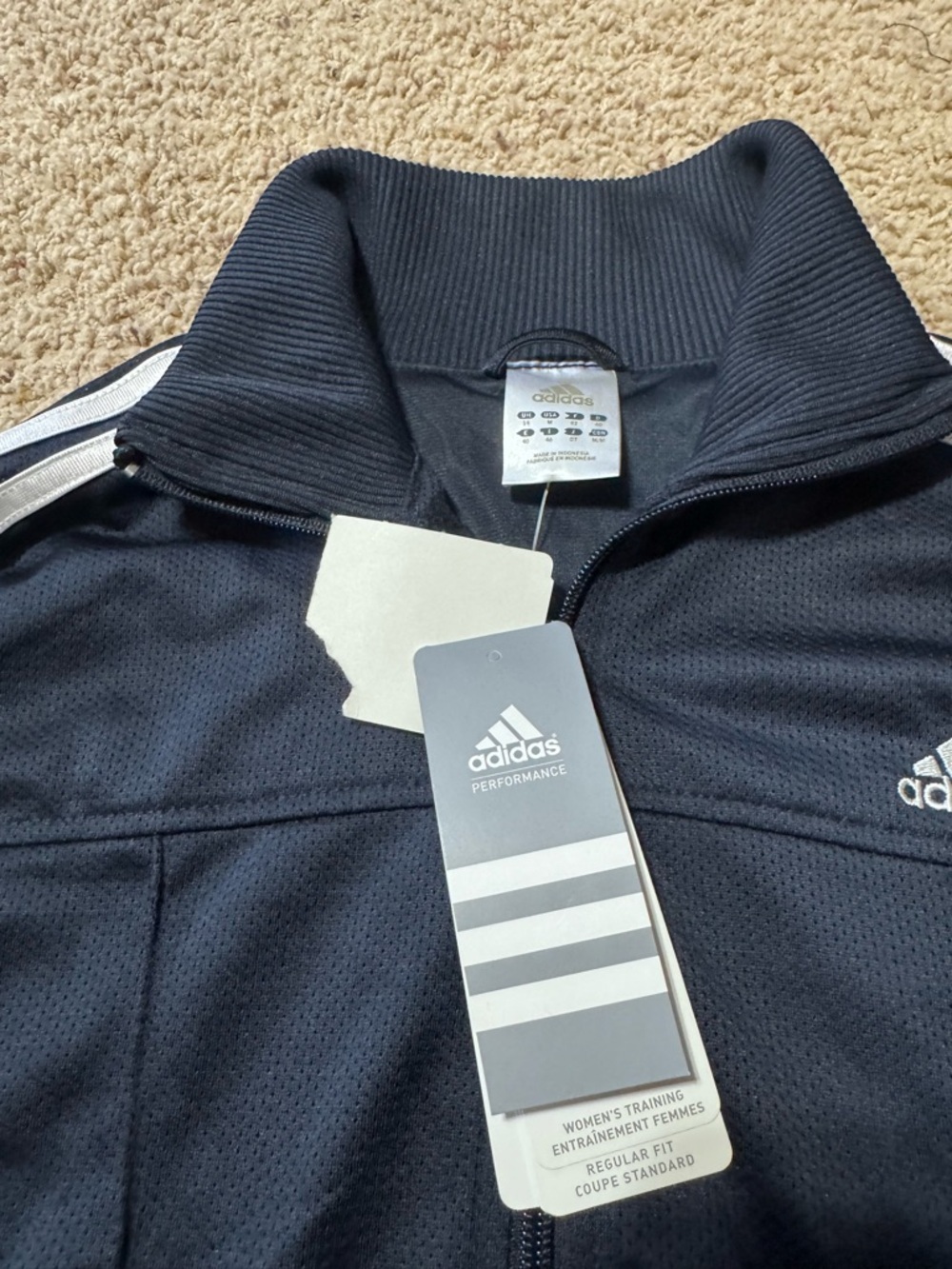 adidas navy blue Track Jacket with White Stripes - Picture 2 of 4